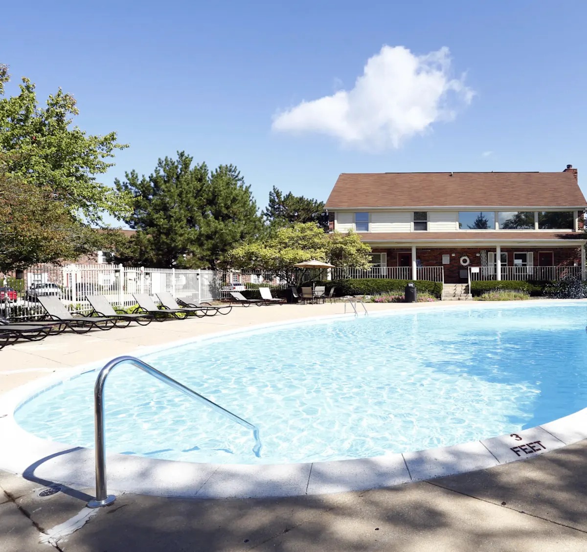 A pool with a ladder