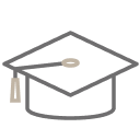 A graduation cap icon.
