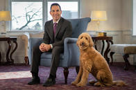 Matthew Fiorillo and Lulu, our comfort companion, of Ballard-Durand Funeral & Cremation Services (Elmsford Chapel)