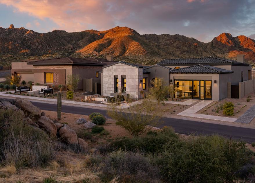 Distinct architecture in a serene Sonoran Desert setting