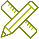 Pencil crossed over a ruler icon.