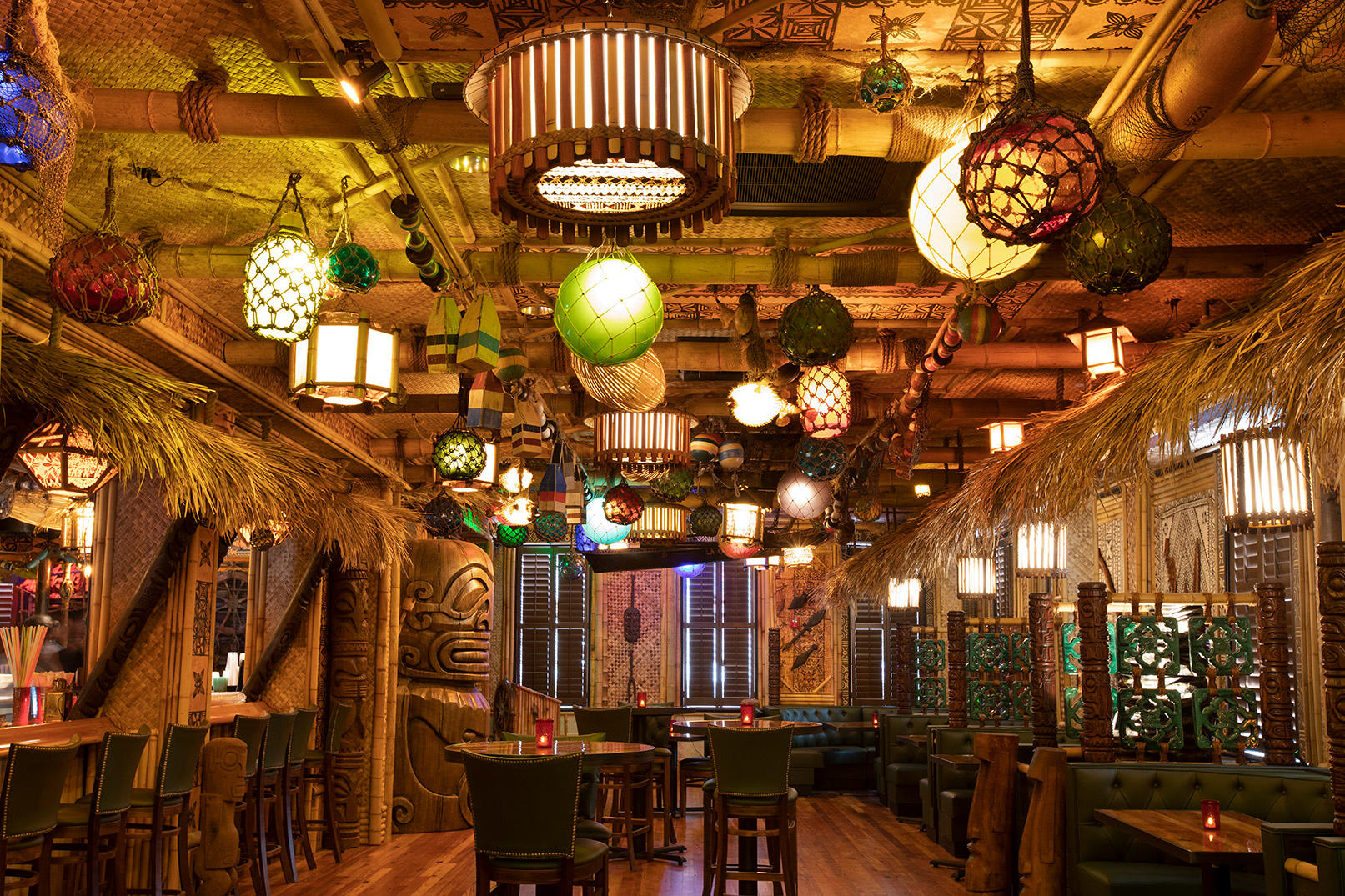 The Bamboo Room tiki bar is an immersive, exotic tropical hideaway nestled in the heart of Downtown Savannah. The design of The Bamboo Room features a collection of artifacts sourced from around the globe, personal collections, and hand-carved one of a kind items.