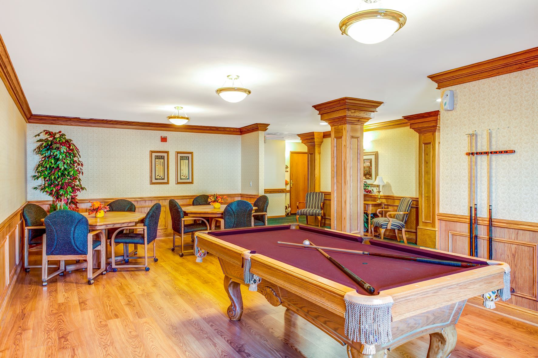 Huntington Place offers a game room for residents.
