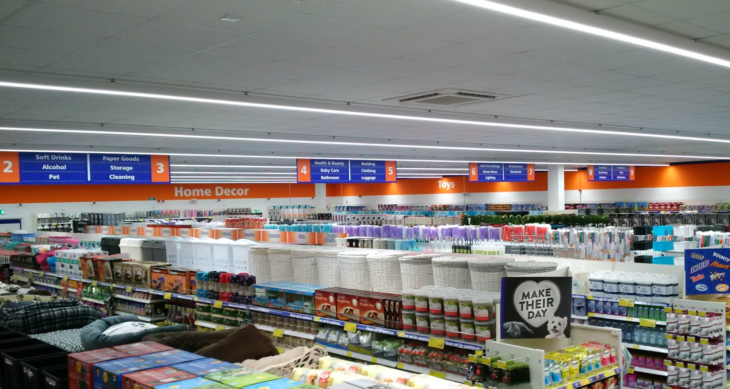 Inside B&M Broomhall before its first customers arrive on opening day.