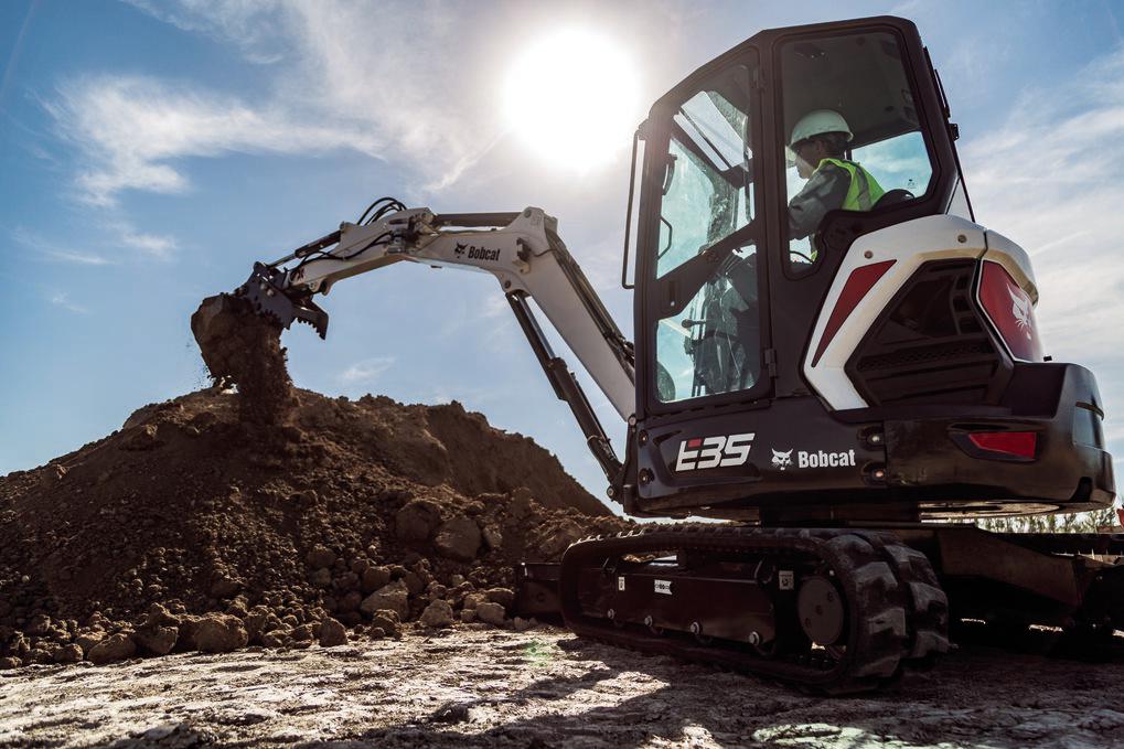 Bobcat Mini E-35 ExcavatorDigging Large Hill of Dirt Bobcat of Lima Bellefontaine (937)595-5050