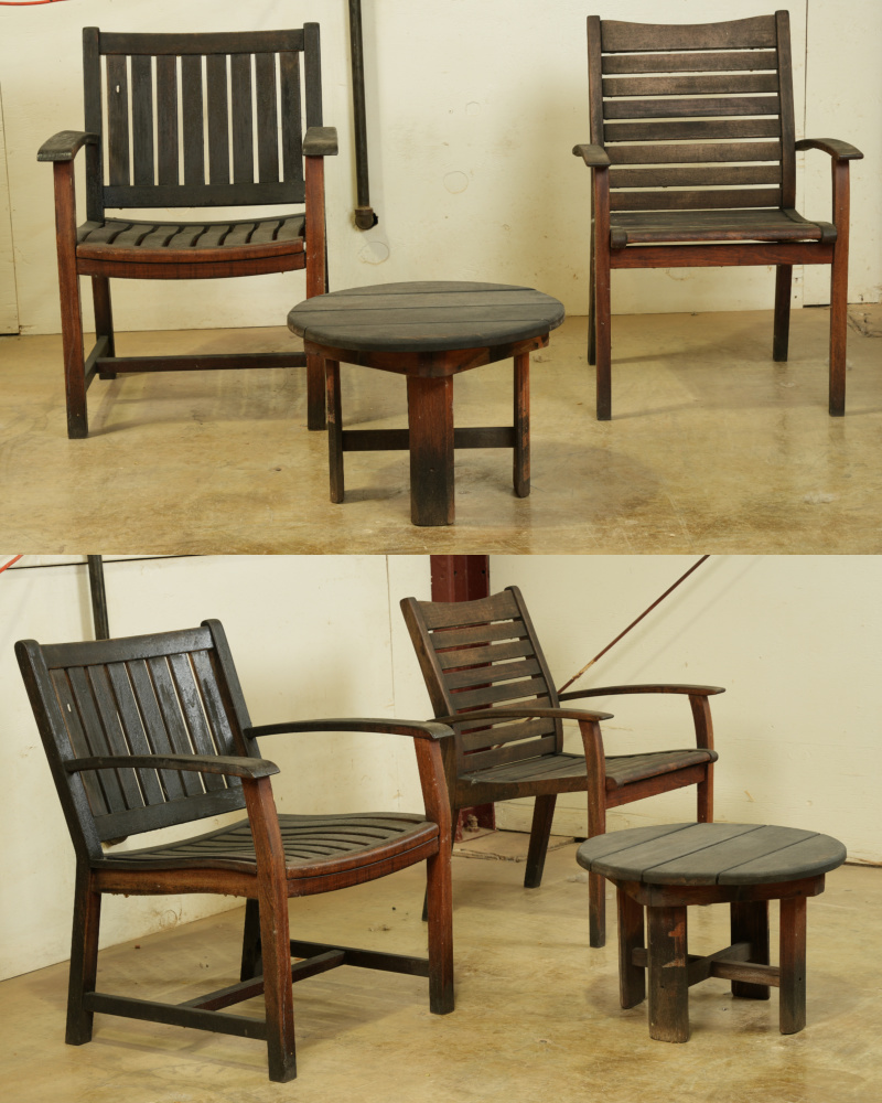 Chairs and Tables Before Refinishing