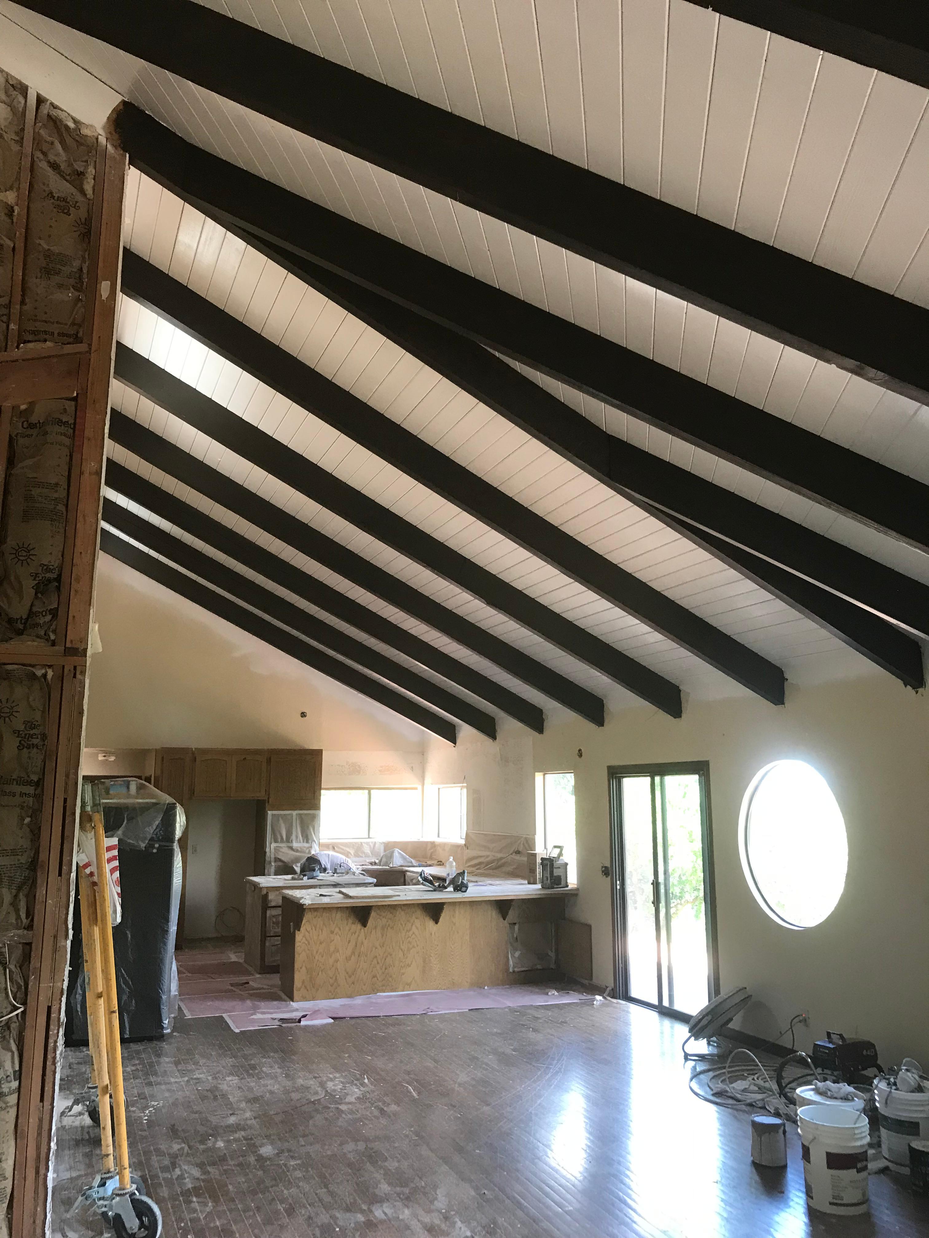 From old stain grade dirty ceilings to new 2 tone paint