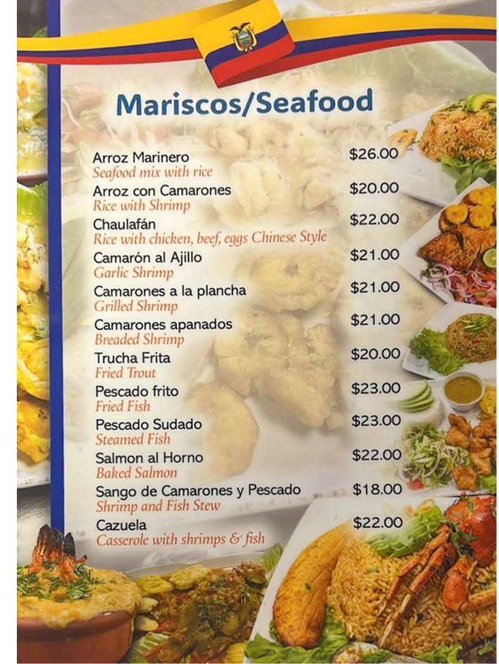 Seafood Menu