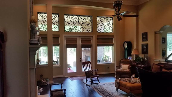 Roman Shades with Faux Iron in Transom Windows in Crosby TX