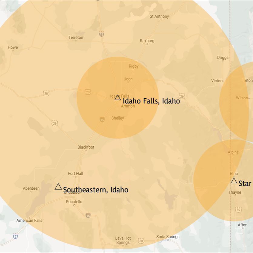 Official service area map for Pilot Home Inspections, the leading provider of residential, commercial, and drone inspections in Southeast Idaho. Our coverage area extends from our home base in Idaho Falls to include Rexburg, Rigby, Ammon, Shelley, Blackfoot, and Pocatello. We also provide specialized property inspections and radon testing in Teton Valley and Jackson Hole, Wyoming. Whether you are buying a home in the Snake River Valley or a commercial property in Bonneville County, Pilot Home Inspections is your local expert.