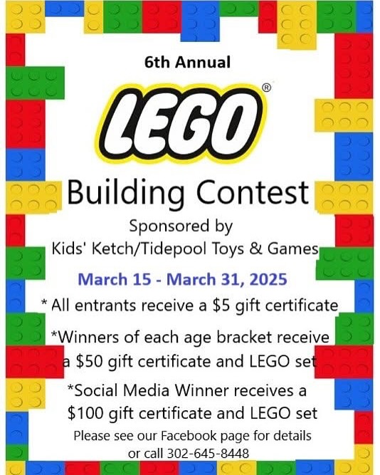 Our virtual LEGO contest is in full swing! Check out one of last year’s winners who built the “Lewes Equestrian Farm with a Pizza Cafe and Windmill”. Get creative and enter soon or vote for entrants on our Facebook page. Contest ends March 31st! For a full list of contest rules, go to www.kidsketch.com #ilovelewes #lewesdelaware