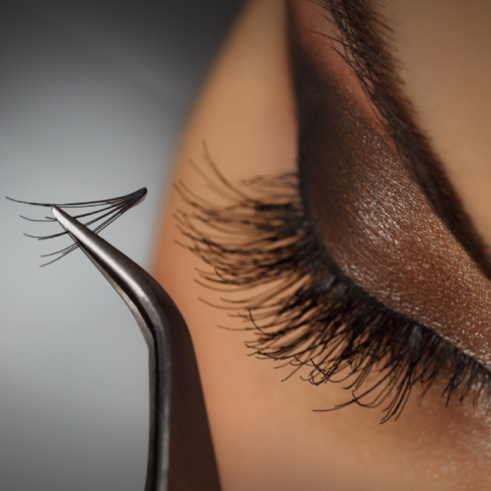 Handcrafted fan eyelash extensions applied with precision at Avissa Salon in Ann Arbor. Our lash art 