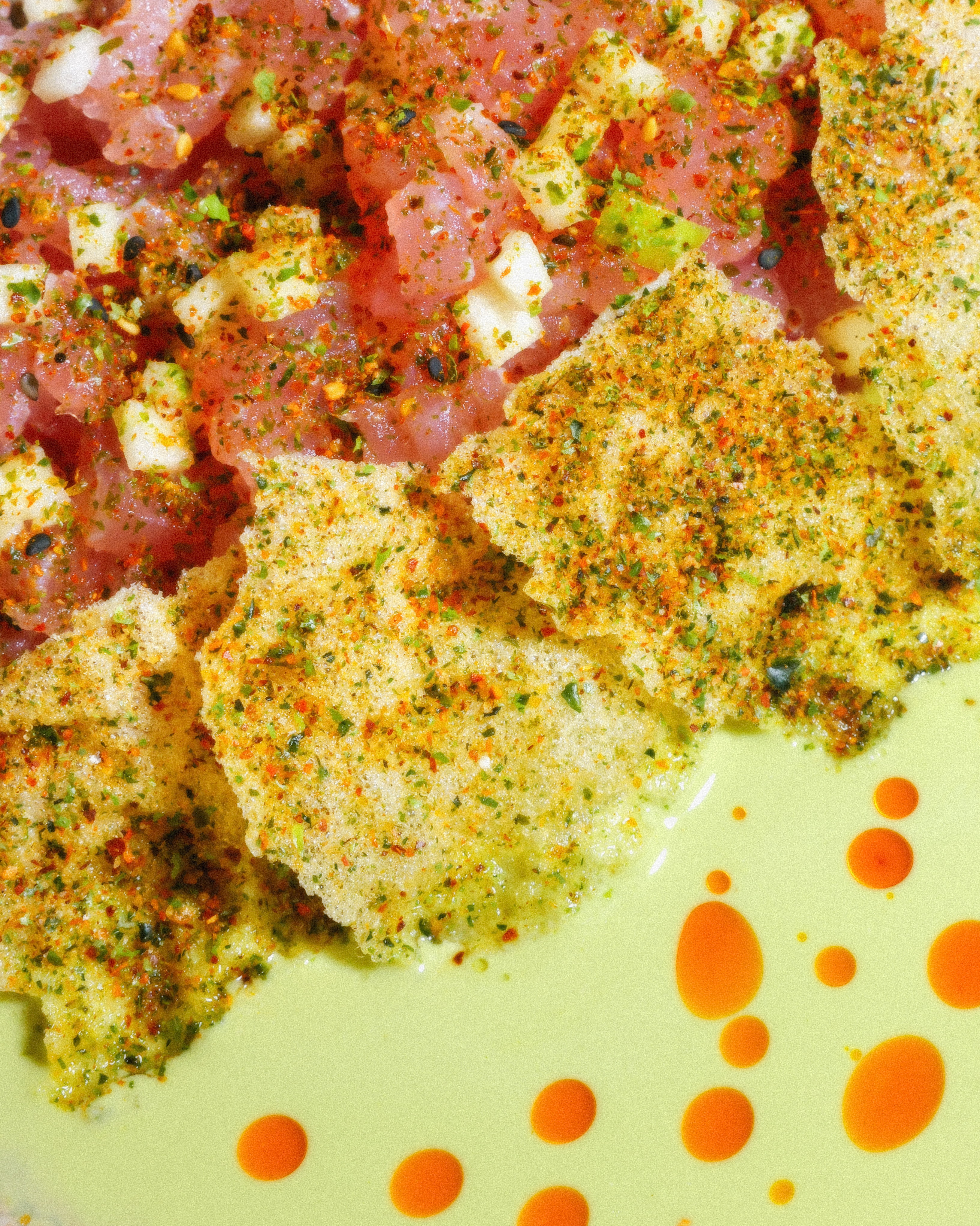 Crispy Rice Tuna Tartare and cashew leche de tigre.