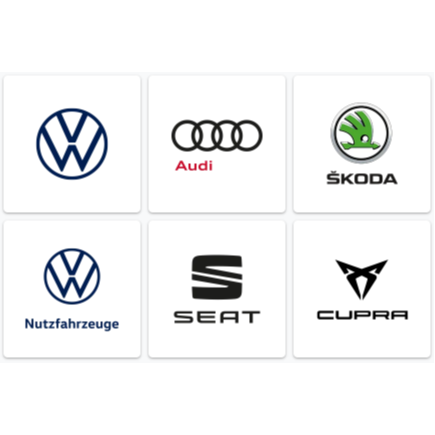Logo Werkstatt VW, Audi, Škoda, Seat, Cupra