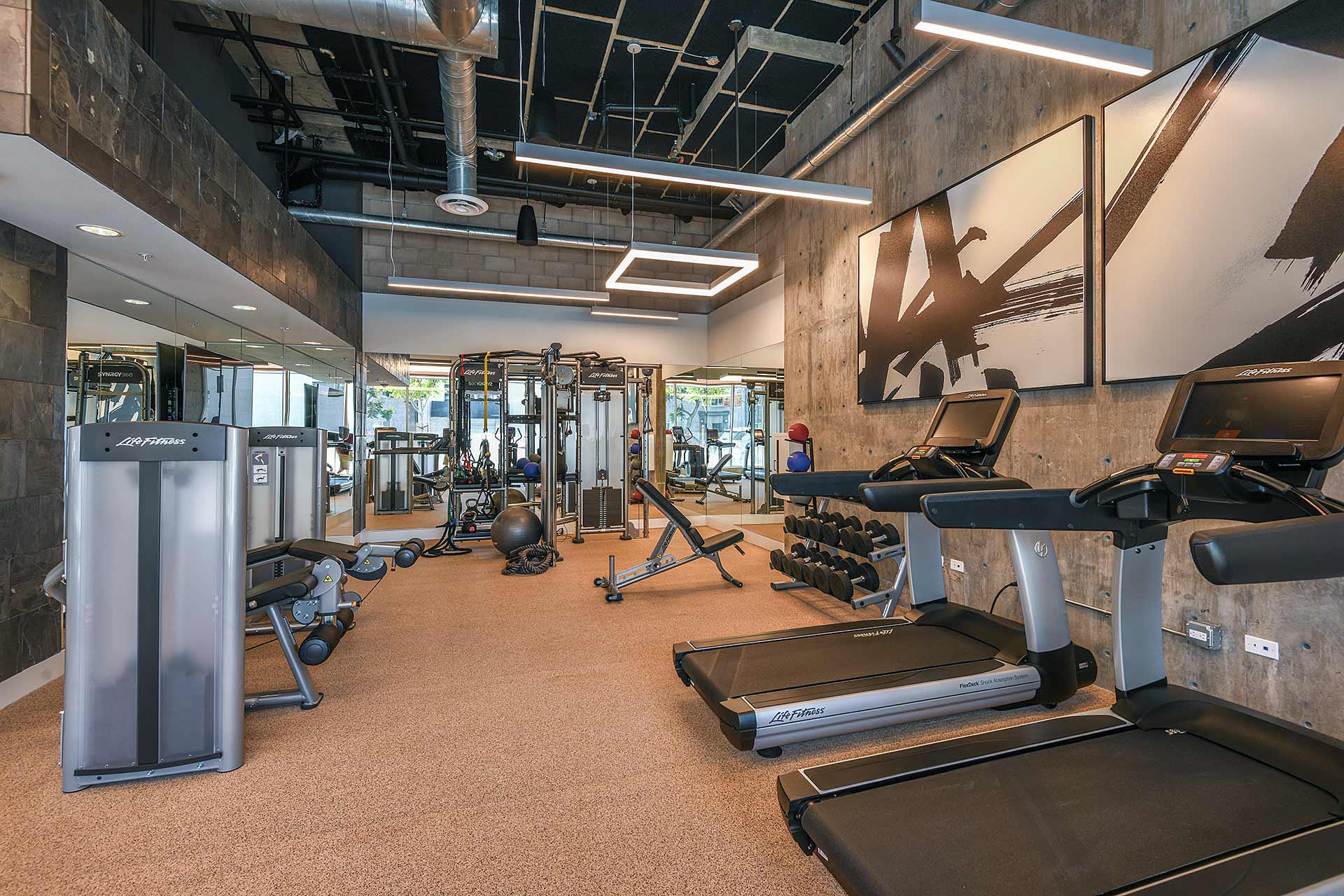Professional Fitness Center at F11 East Village Luxury Apartments in downtown San Diego, CA