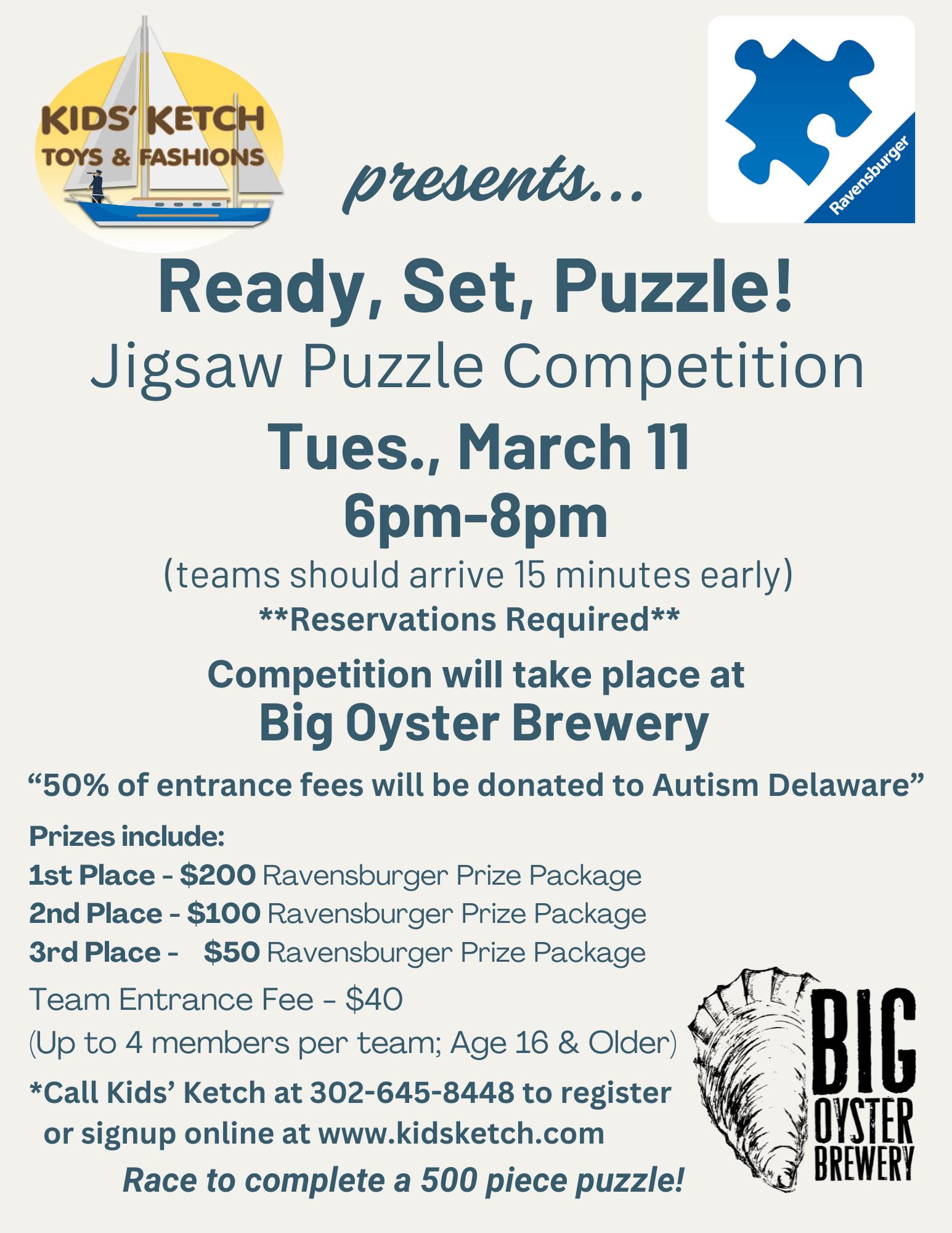 Only five spaces left for teams at our first puzzle competition in Lewes, DE. Please sign up soon if you are interested!