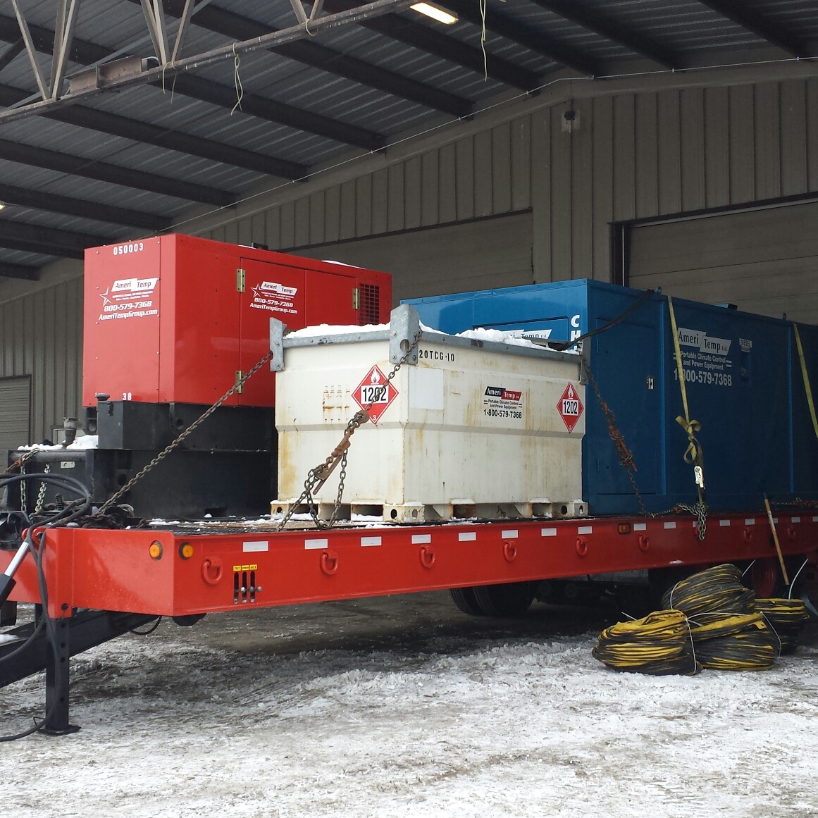 loaded for Monday 1.2IDF with fuel tank and generator on 30' trailer