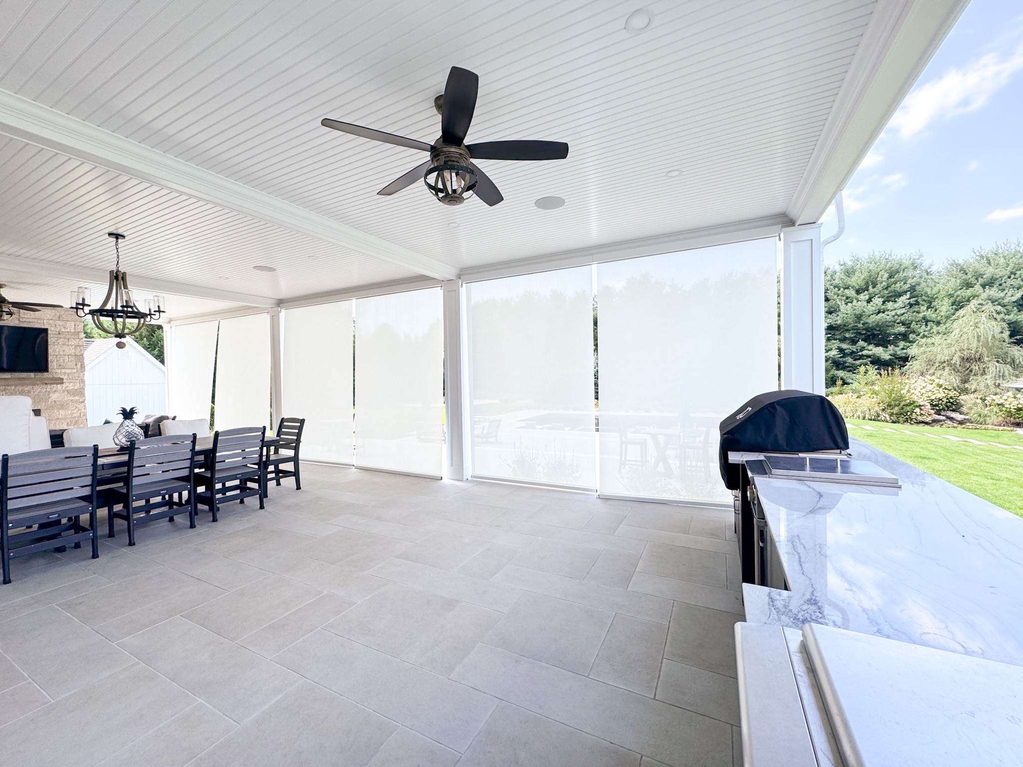 Need shades outside too? Not a problem! We have the perfect solution as seen here with these beautiful roller shades in Annandale NJ