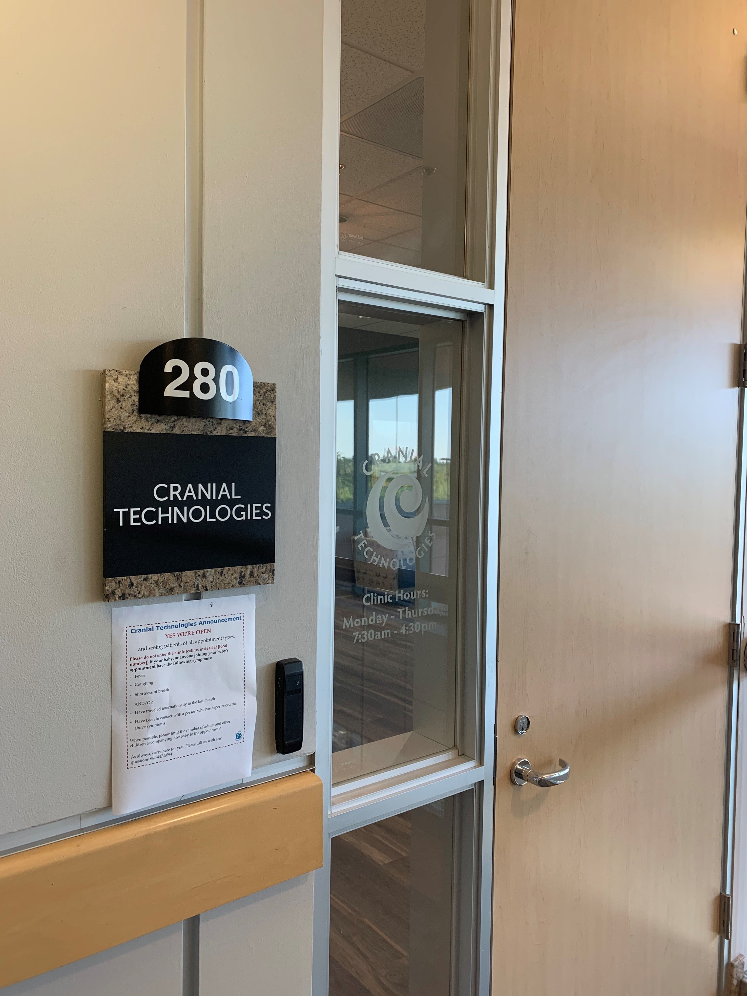 Clinic door to Cranial Technologies