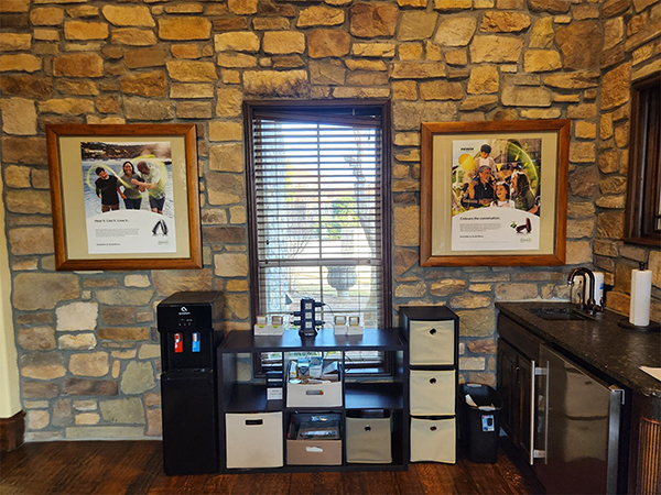 Interior photo of waiting area of the AudioNova hearing clinic in McKinney, TX