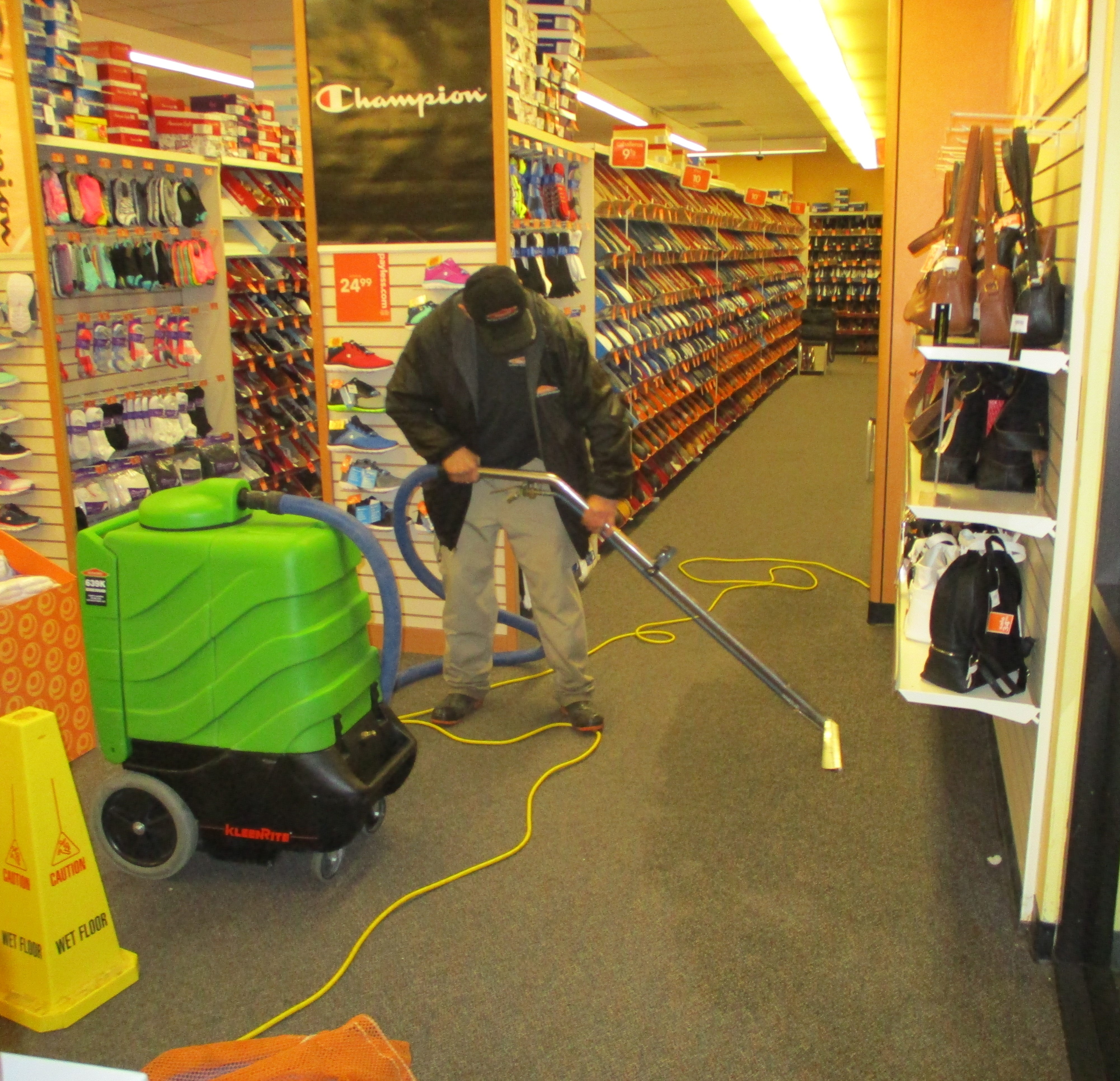 SERVPRO crew member performing EMS Extracting services at a Commercial property.