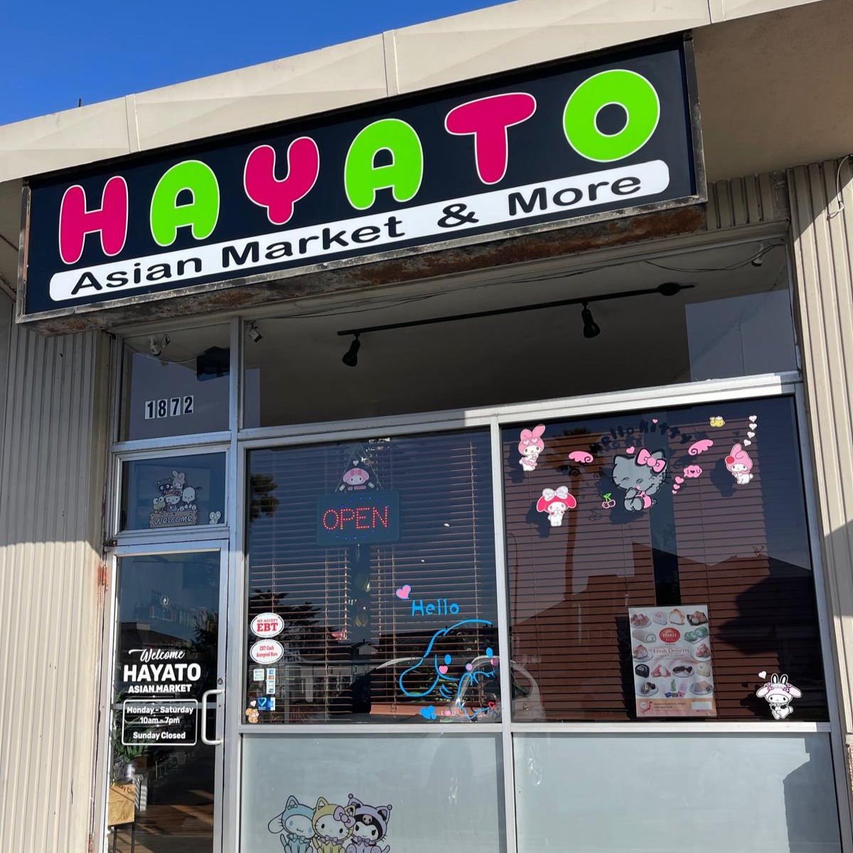 Storefront of Hayato Asian Market & More at Seaside California