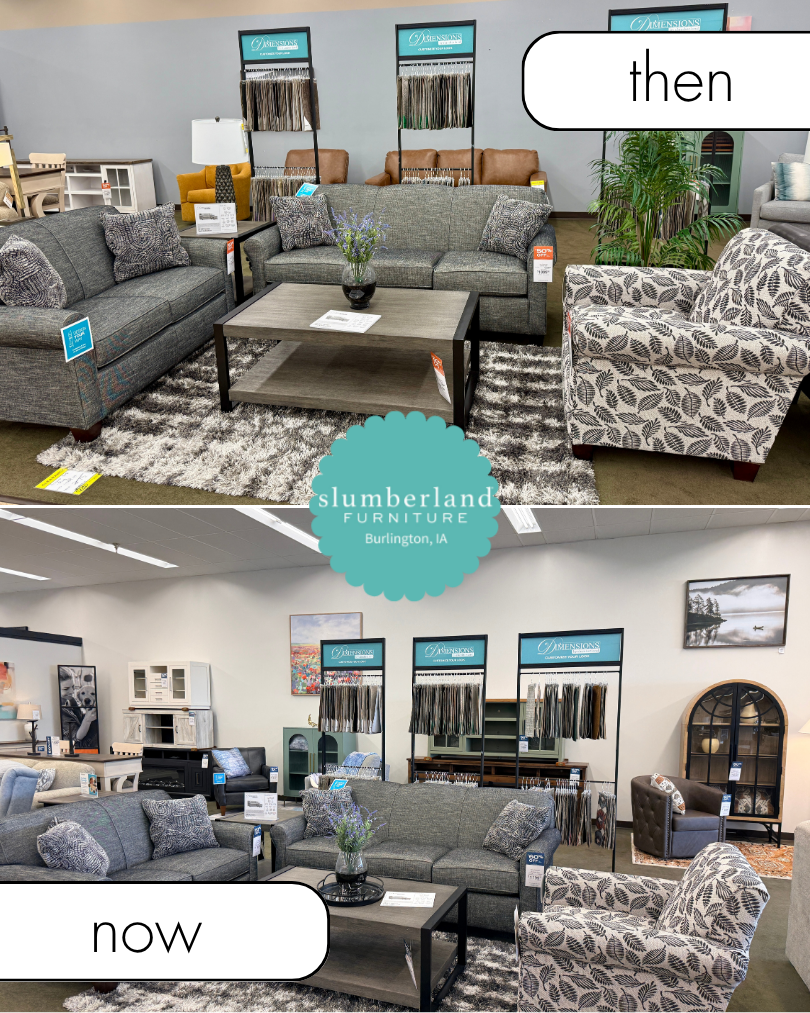 A new look for a local favorite! Slumberland Furniture Burlington has transformed inside and out since becoming locally owned in 2024. We’re continually investing in our Burlington, Iowa showroom to create a better furniture and mattress shopping experience for our customers throughout Southeast Iowa.
