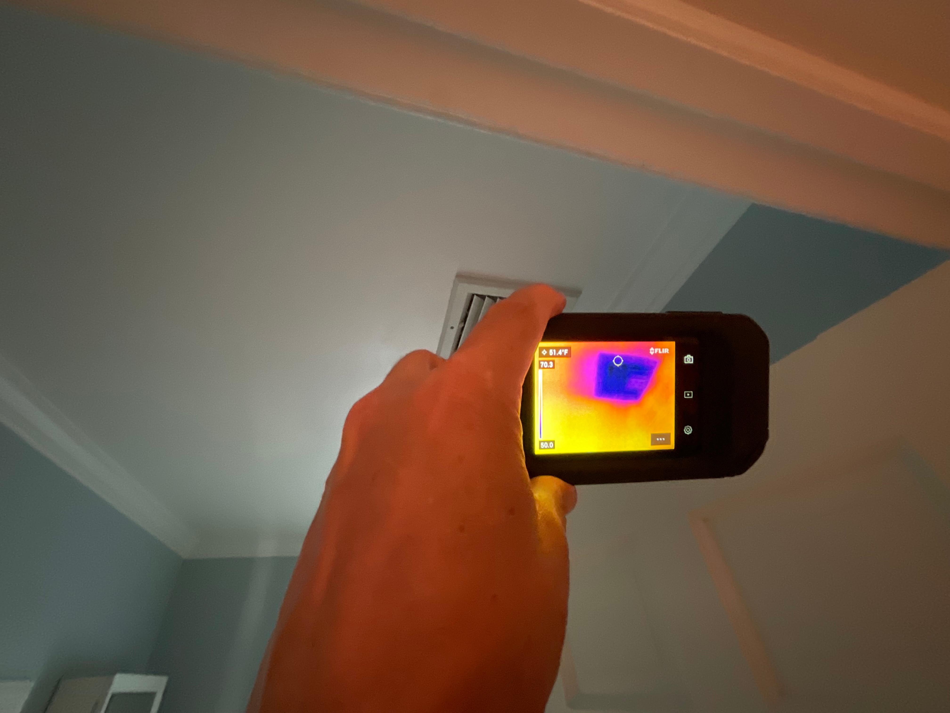 Testing out the air-conditioning with an infrared camera makes it pretty easy.  A good temperature drop is 20 degrees.  Home Inspector Greenwich
