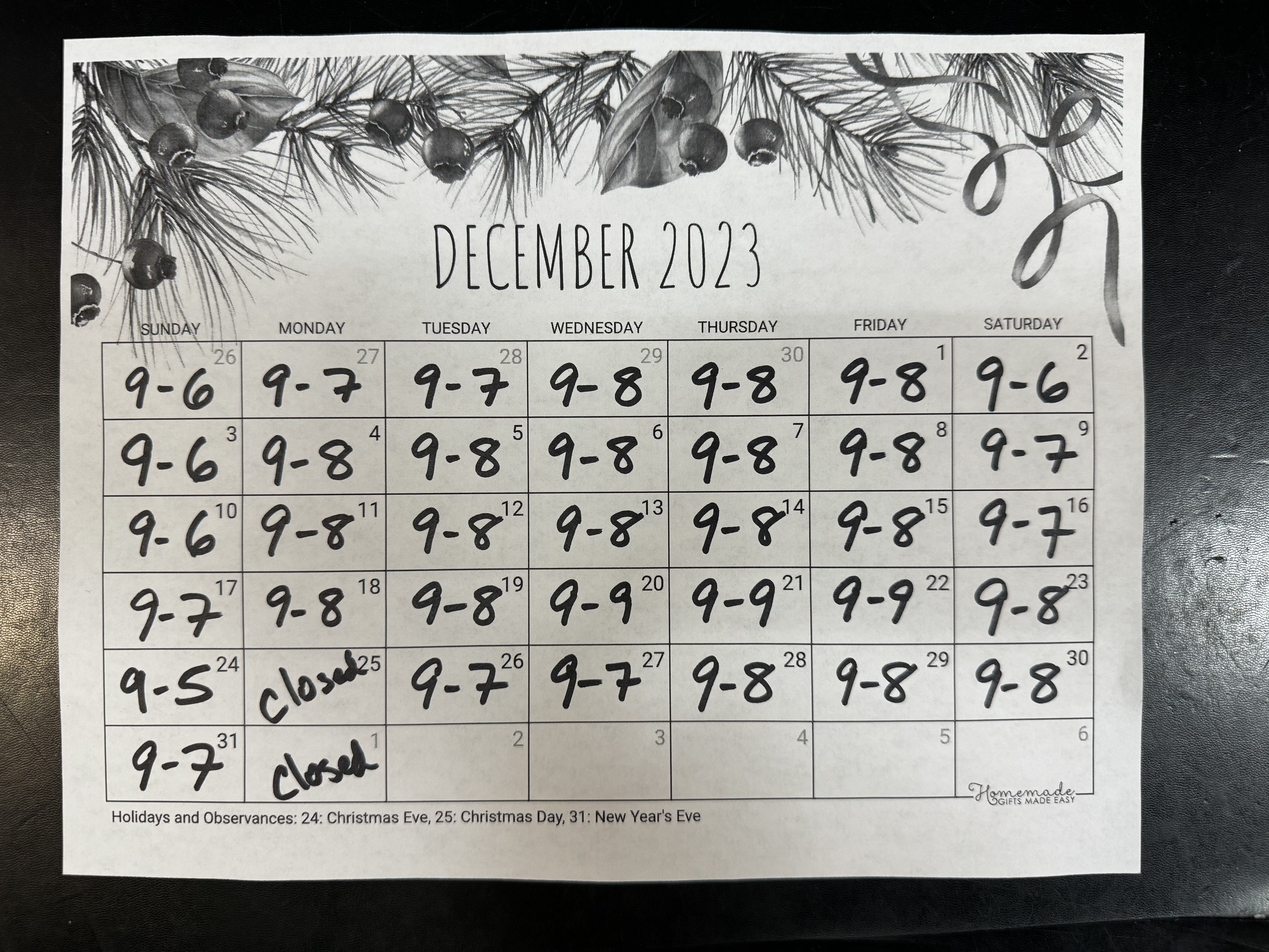 December Calendar Affordable Treasures Affordable Treasures Los Gatos (408)356-3101
