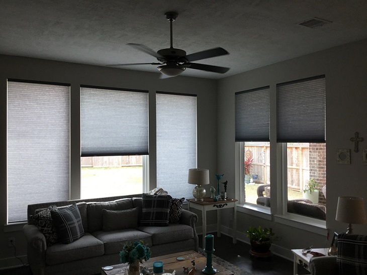 This lovely Richmond, TX family room significantly increased its appeal because of Cellular Shades!