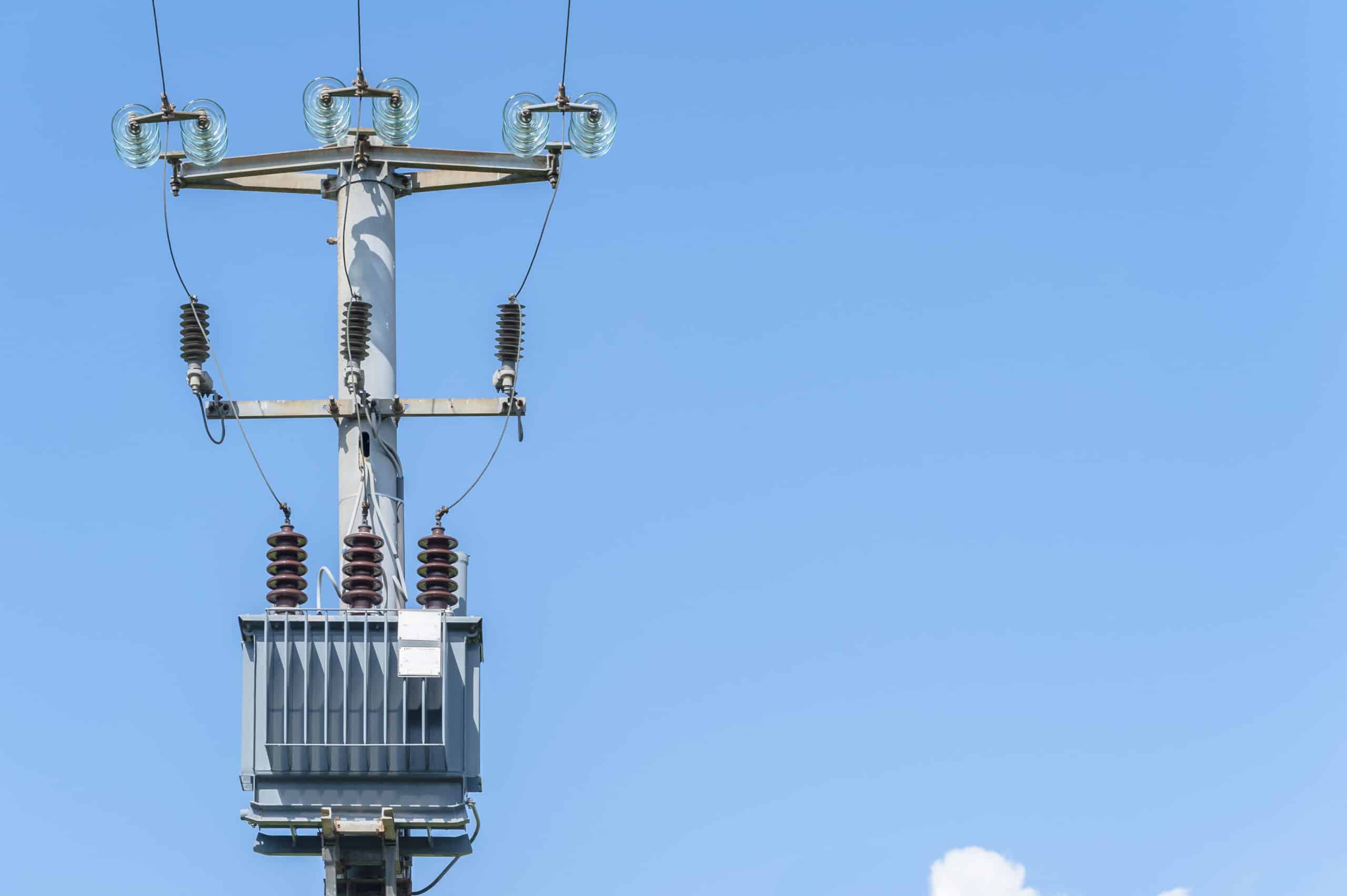 Electric transformer on electric pole