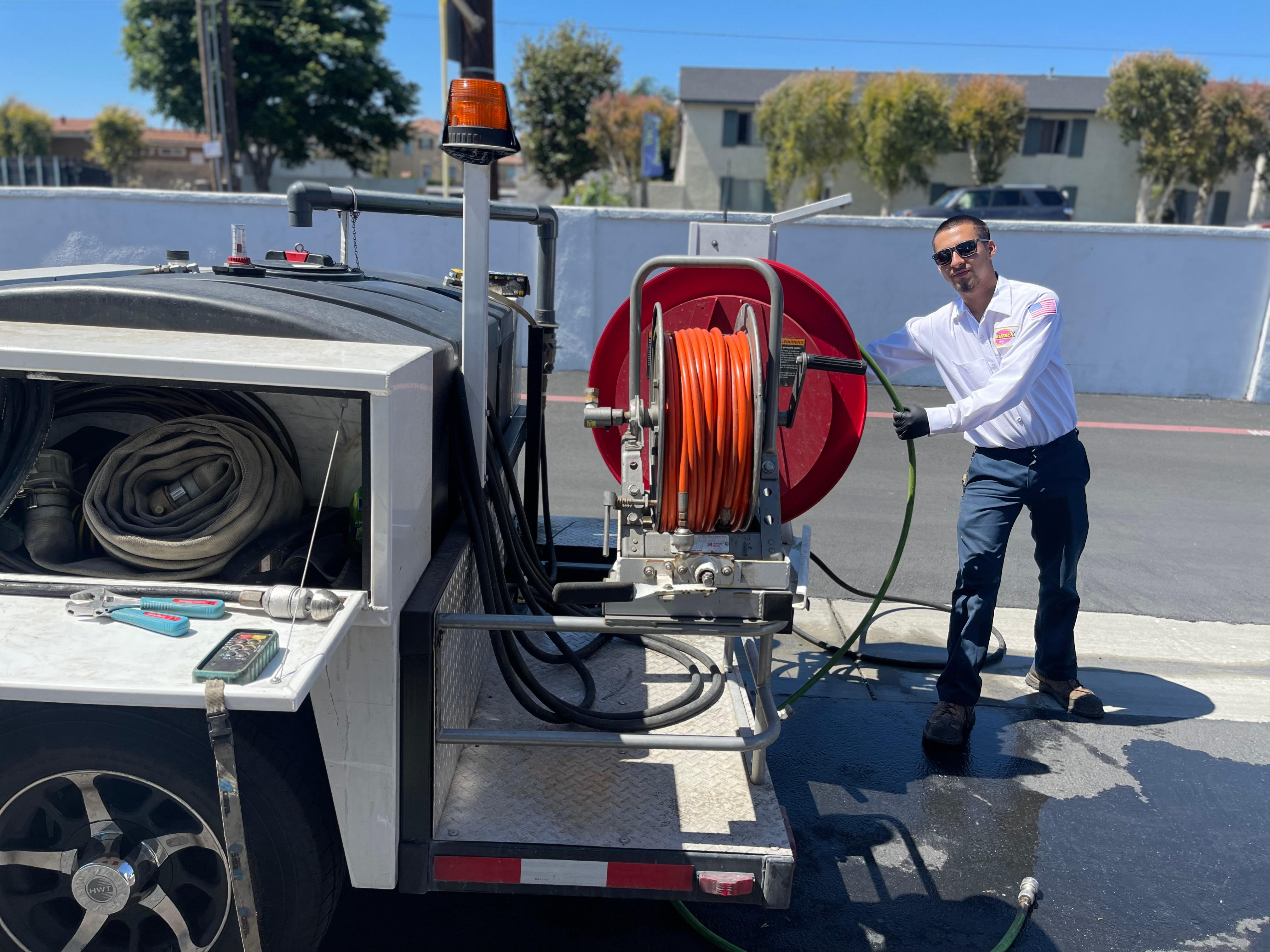 Hydrojetting is a highly effective method for clearing clogged drains and sewer lines using high-pre HomeX Plumbing & Rooter Anaheim (855)640-0095