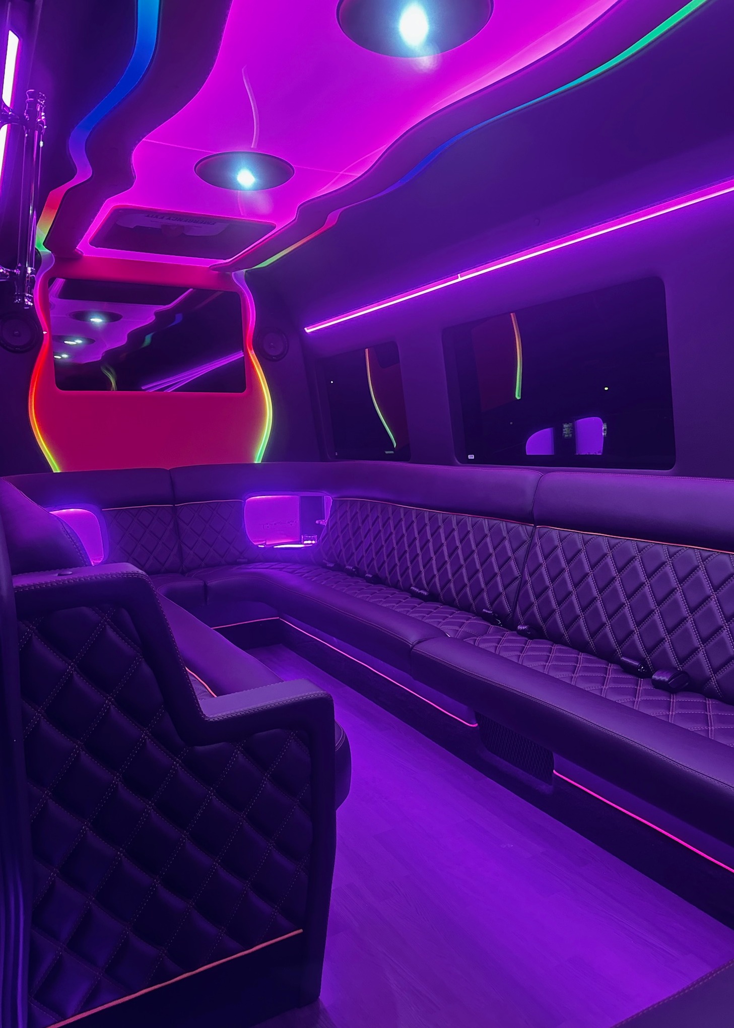 Las Vegas Party Bus Luxury 12 Passenger Sprinter with state of the art sound and lighting.