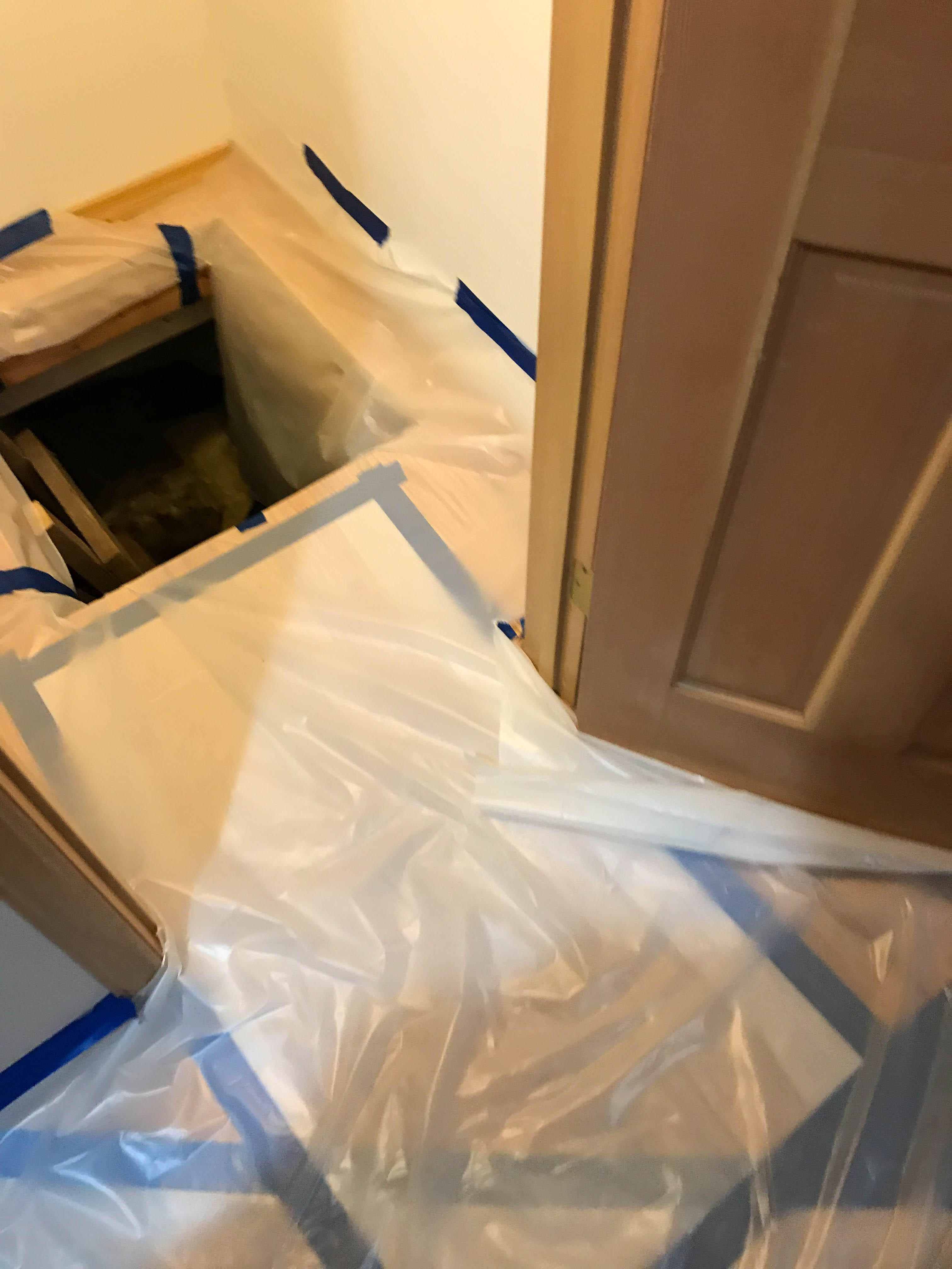 Plastic containment helps stabilize and protect your home while restoration is underway!