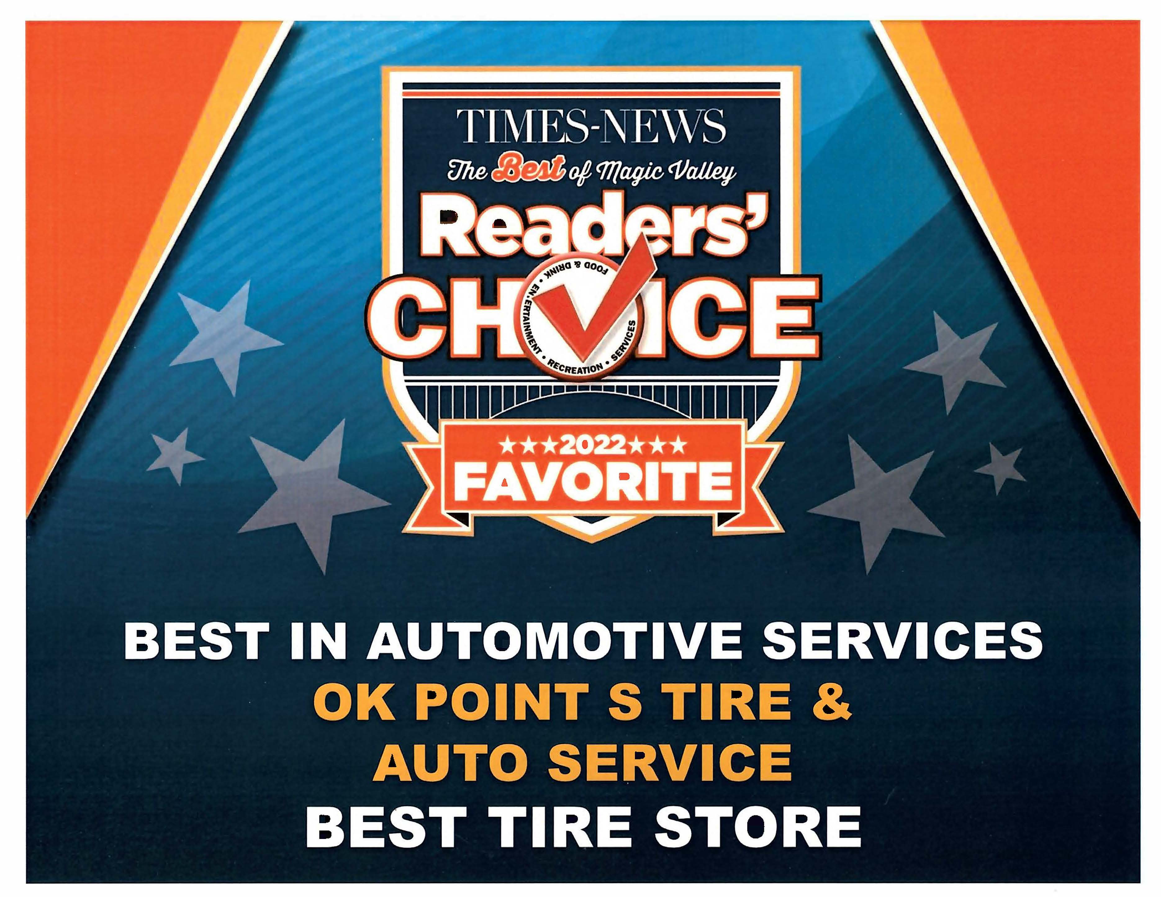We are proud to have been chosen as Magic Valley's Best Tire Store! Thank you all for the support!