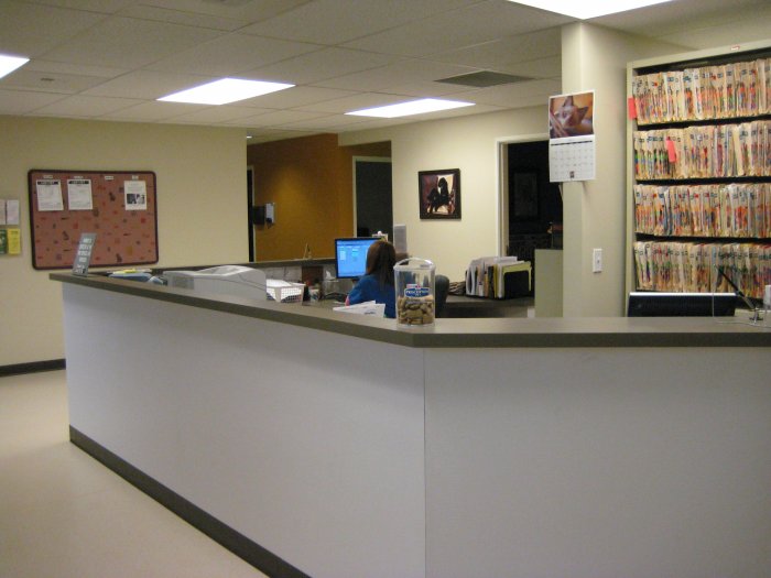 The reception area at VCA Rose Hill Animal Hospital