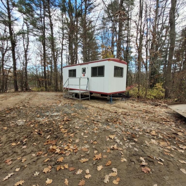 8’x 20’ Office Trailer rented for a remodeling project in Yarmouth, Maine. 