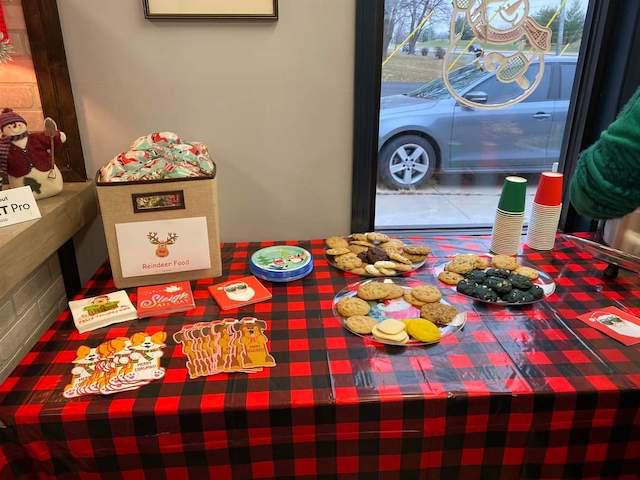 Take a look at our snack table for our Reindeer event. If you look closely, we even have some feed for our furry friends.