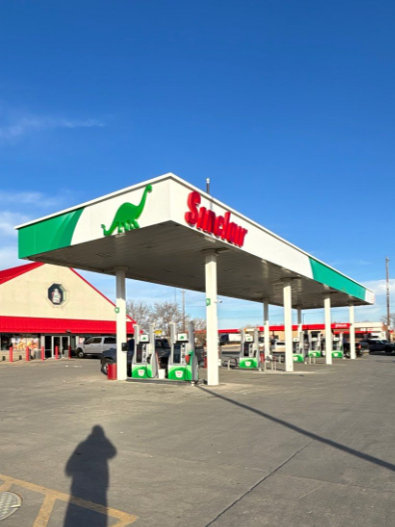 Sinclair gas station fueling island