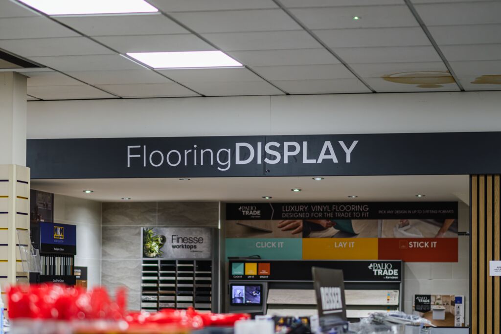 Image of flooring display sign in-branch