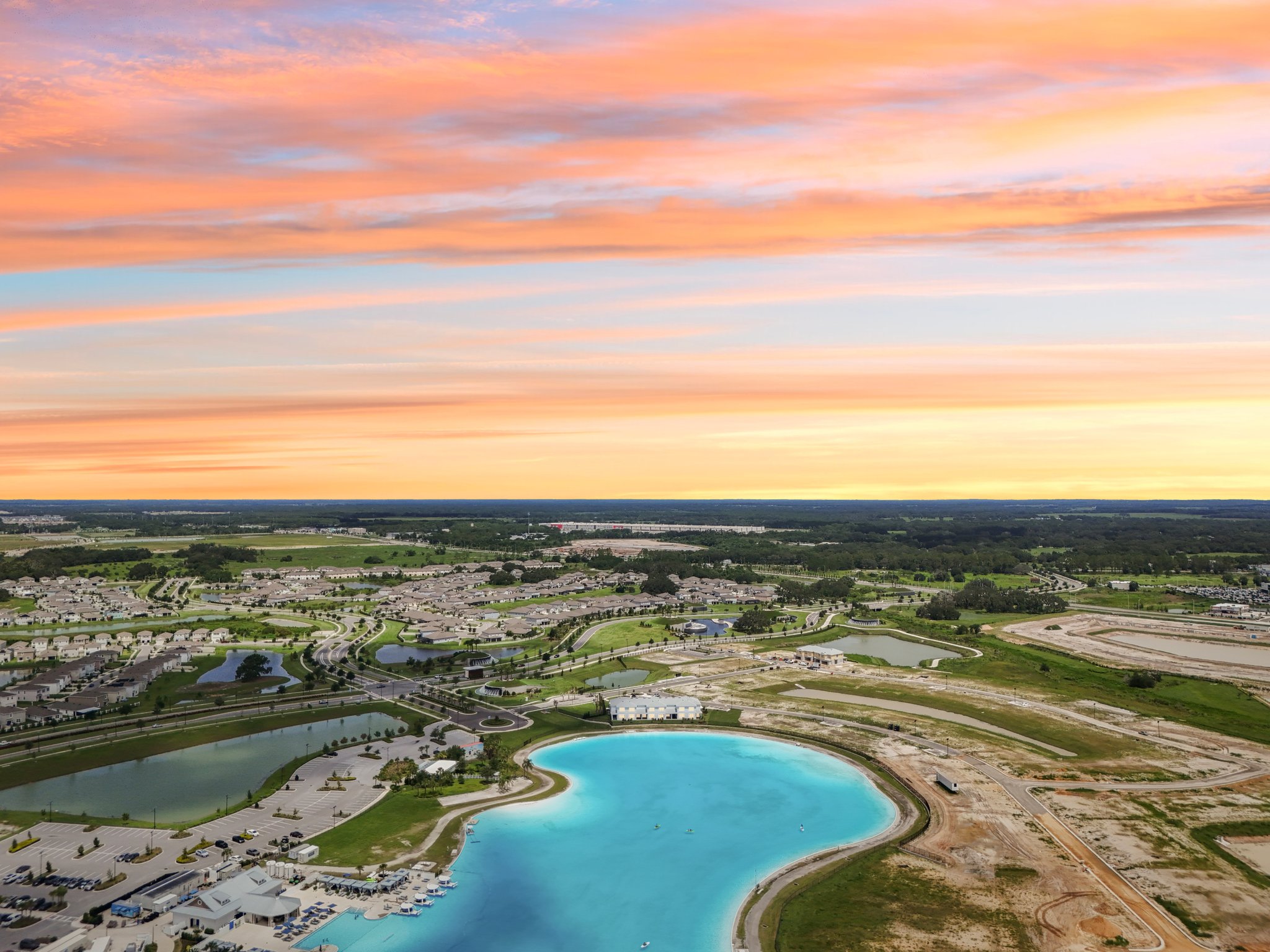 The DRB Homes Community Isla Mirada backing the 15-acre Mirada Lagoon locating in San Antonio, FL. 