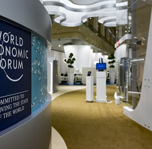 A shot of the interior of the World Economic Forum headquarters.