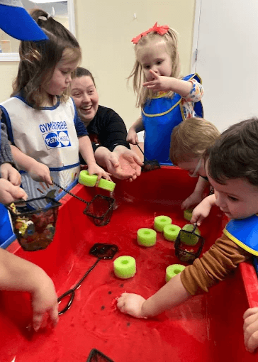 A room filled with bubbles gives your child plenty of reasons to reach, move, watch, and wonder. This playful favorite supports visual tracking and coordination while making our child development classes in Columbus feel like pure fun.