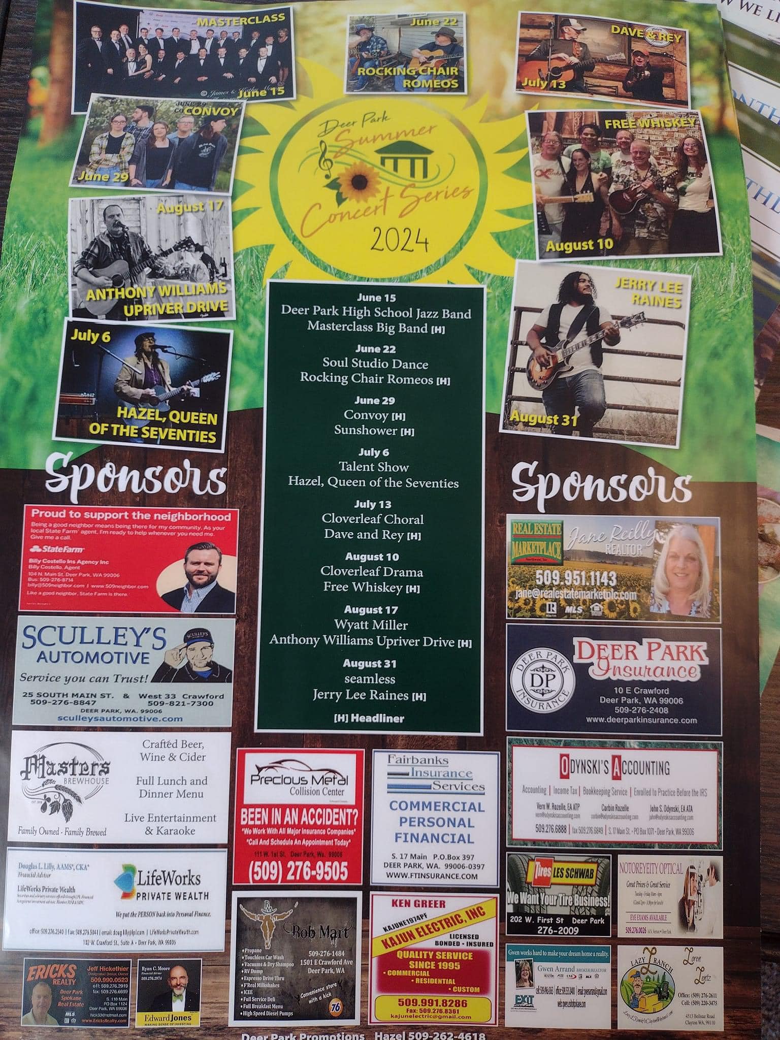 Check out this amazing lineup of local talent for the Deer Park Summer Concert Series at Mix Park!
Free event with vendors, food, and even Laser Tag for the kids!