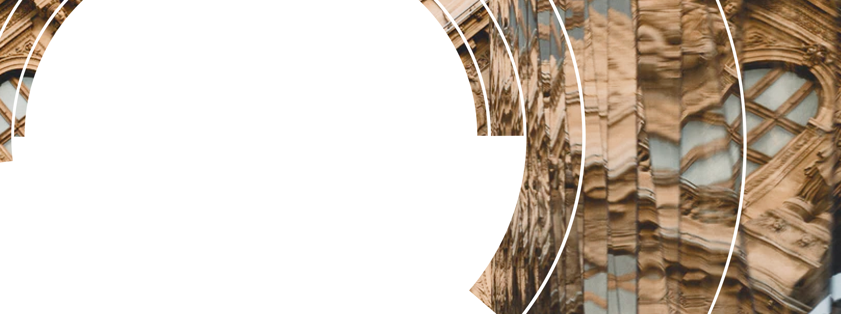 Classical architecture building with an abstract graphic overlay.