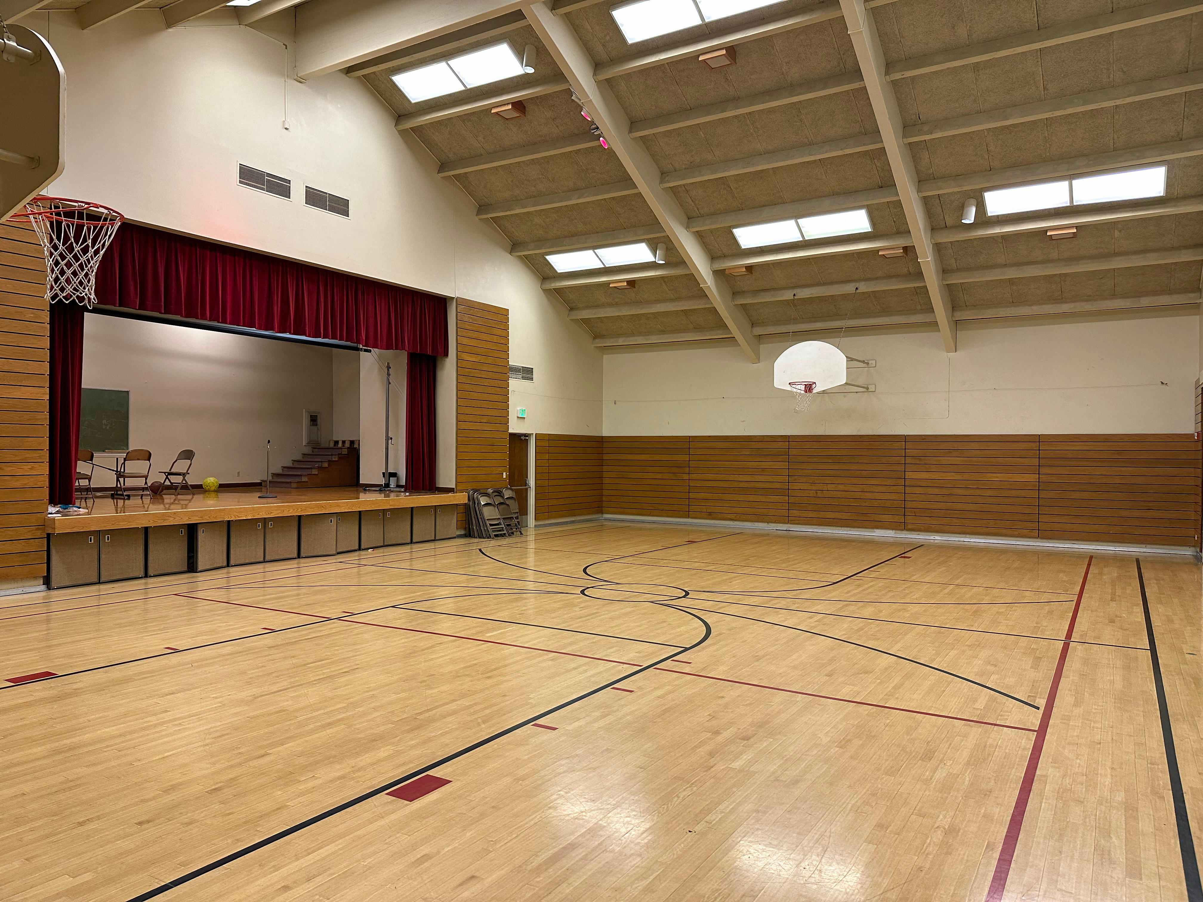 Gymnasium and stage for youth activities, dinners and other activities