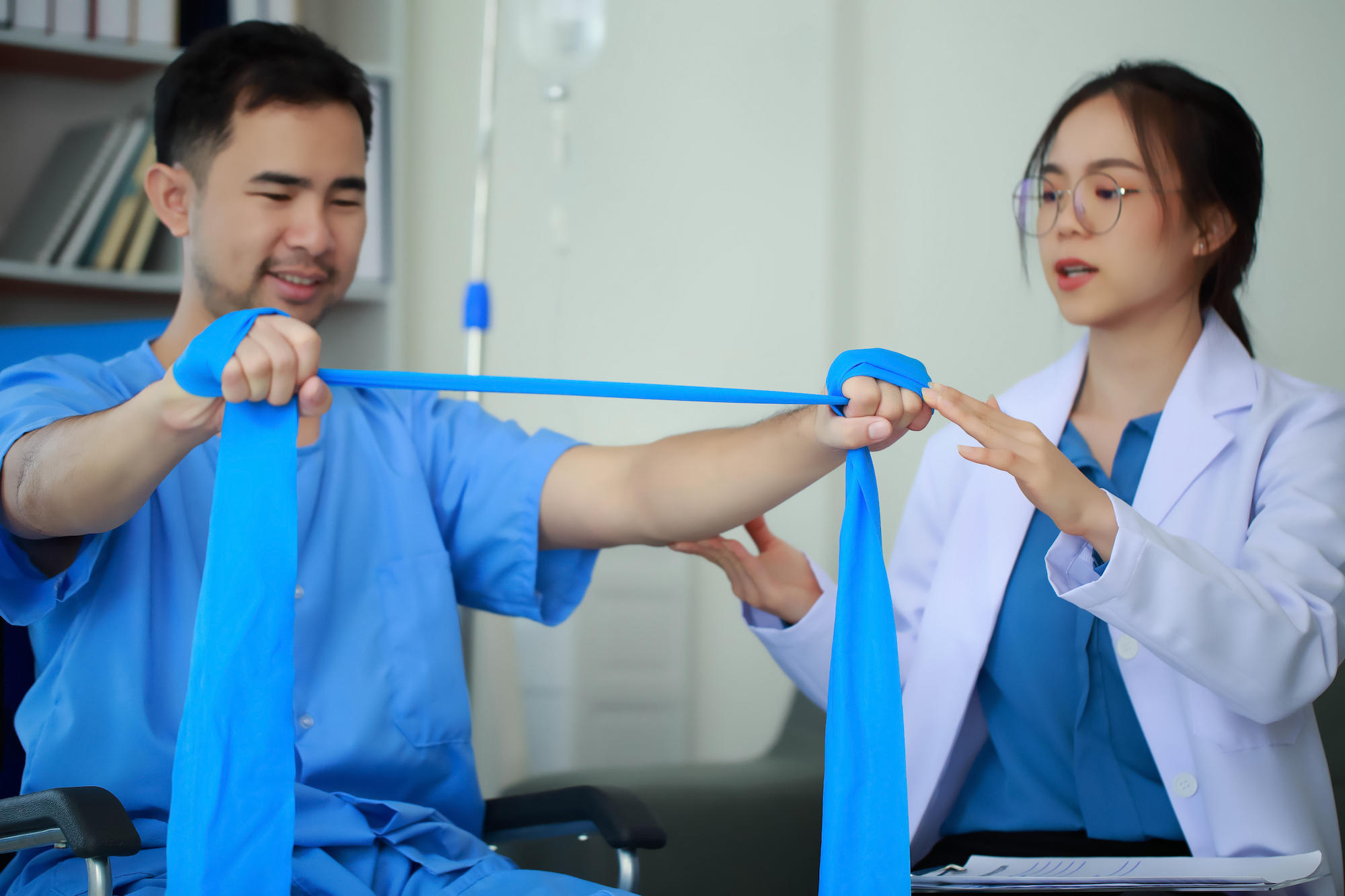 Man doing physical therapy exercises