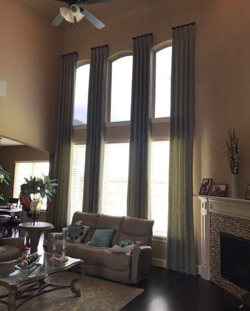 Accentuate high ceilings and beautiful windows with Custom Draperies by Budget Blinds of Katy & Sugar Land! These beautiful Drapes we bring effortless class and elegance to the room. #BudgetBlindsKatySugarLand #CustomInspiredDraperies #DrapedInBeauty #FreeConsultation