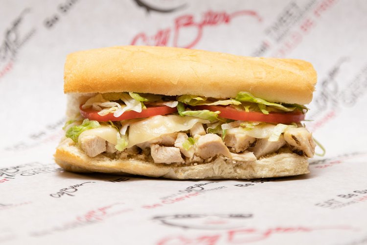 Mesquite chicken, melted provolone, lettuce, tomatoes, mayo, blended oils, salt & pepper.