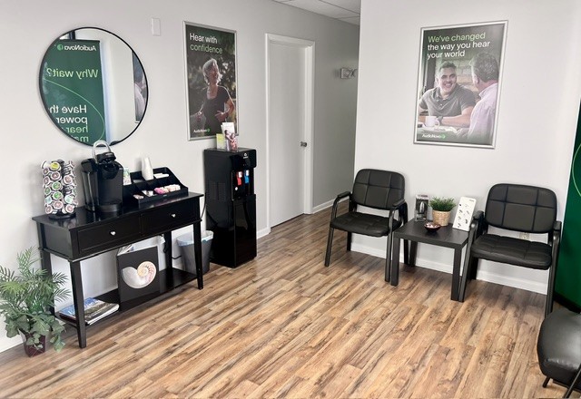 Interior photo of the entryway for AudioNova hearing clinic in Tavares, FL